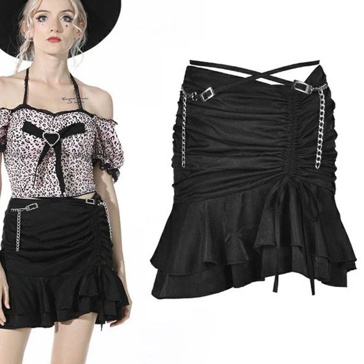 So Soft And Light, This Skirt So So Beautiful The Cinch Part On The Side Can Be Adjusted And The Overall Details Are So Beautiful. The Cinch, Dark In Love, Love Black, On The Side, So Beautiful, Mini Skirt, Womens Skirt, Overalls, In Love