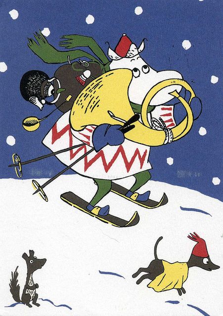 an image of a cartoon character skiing in the snow