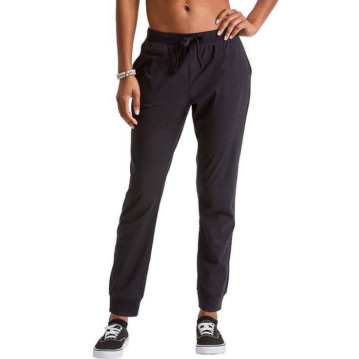 These super comfy women's sweatpants from Hanes are ready for anything that comes your way. These super comfy women's sweatpants from Hanes are ready for anything that comes your way. Jersey construction 2-pocketFIT & SIZING 29-in. inseam Hidden elastic waistband with drawstringFABRIC & CARE Cotton, polyester Machine wash Imported Size: Medium. Color: Black. Gender: female. Age Group: adult. Comfy Sweatpants, Adjustable Waistband, Joggers Womens, Bra Styles, Bottom Clothes, Casual Look, Womens Activewear, Womens Sweatpants, Jogger Pants