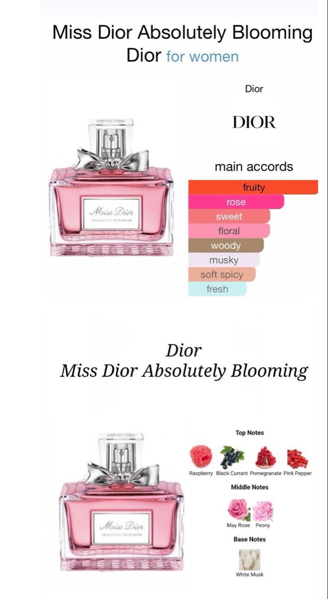 Miss Dior Perfume Absolutely Blooming, Floral Fragrance For Women, Peony Perfume Fragrance, Black Currant Perfume, Perfume Top Notes, Fruity Fragrance For Women, Best Floral Perfume, Floral Fruity Perfume, Pink Pepper Perfume