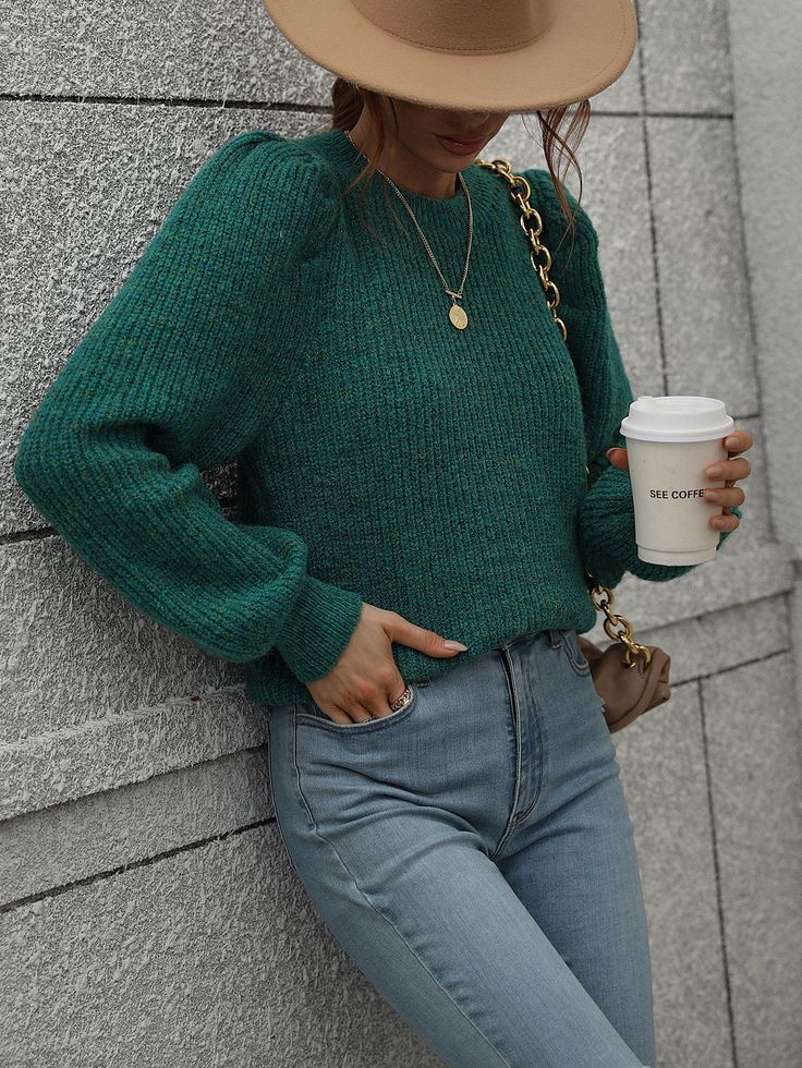 Green British Racing Green, Cozy Tops, Racing Green, Selling Clothes, Knitwear Tops, Loose Sweater, Daily Dress, Green Colour, Knitwear Women