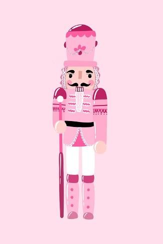 a pink nutcracker is standing in front of a pink background