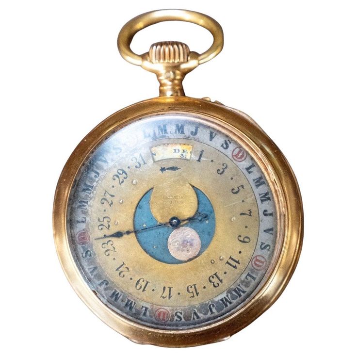 Magnificent 19th century pocket watch. The glass is detached and bumps at the sides. On the back on the watch, there is a perpetual calendar Antique Pocket Watch With Subdials, Antique Round Pocket Watch With Subdials, Antique Collectible Pocket Watch With Round Dial, Perpetual Calendar, The Watch, The Glass, Pocket Watch, The Back, 19th Century