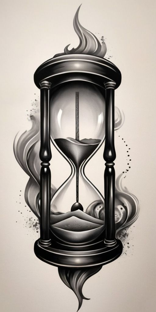 Time Sand Clock Tattoo, Tattoo Hourglass Clock, Hour Glass Tattoo Ideas Unique, Sand Clock Tattoo Design, Sand Watch Tattoo, Sand Clock Tattoo, Hourglass Tattoo Design, Tato Jam, Time Tattoo Ideas