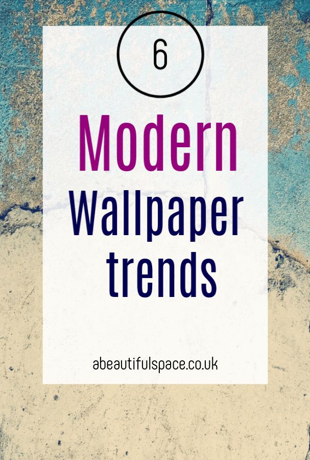 the text modern wallpaper trend is shown in purple and blue