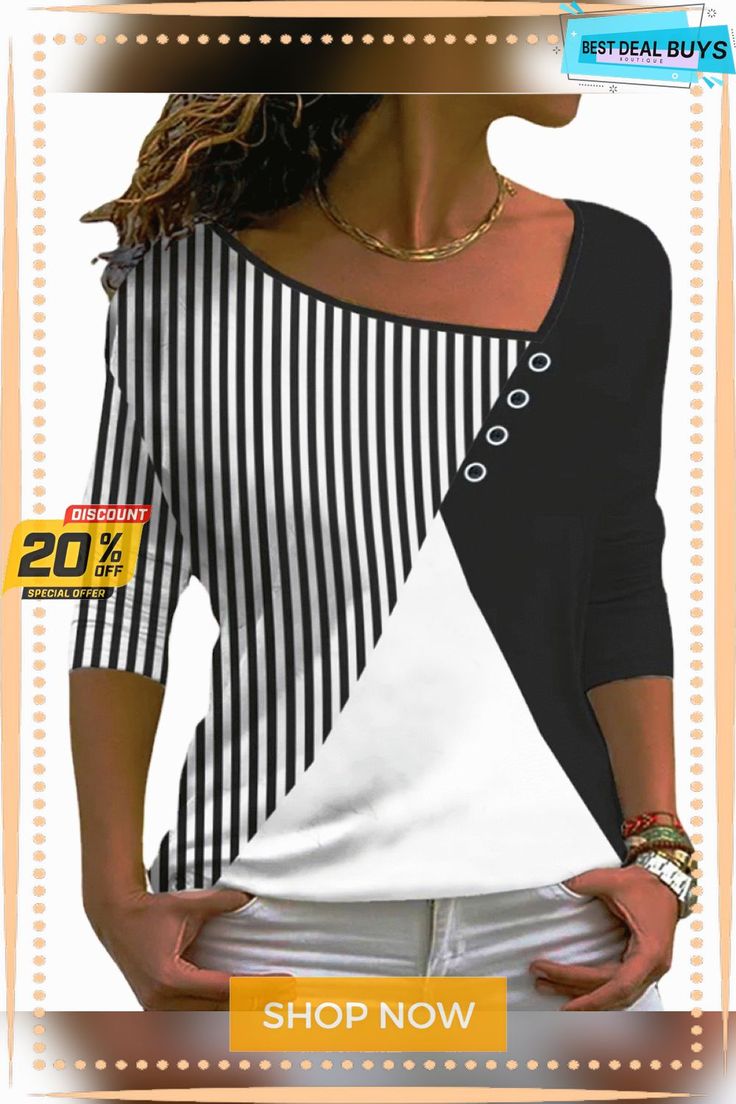 Cotton-blend V Neck Striped T-shirt Fashion Sketches Dresses, Fashion Tops Blouse, Shirt Refashion, Trendy Fashion Tops, Plain Color, Button Top, Top T Shirt, Dress Sewing Patterns, Spring Style