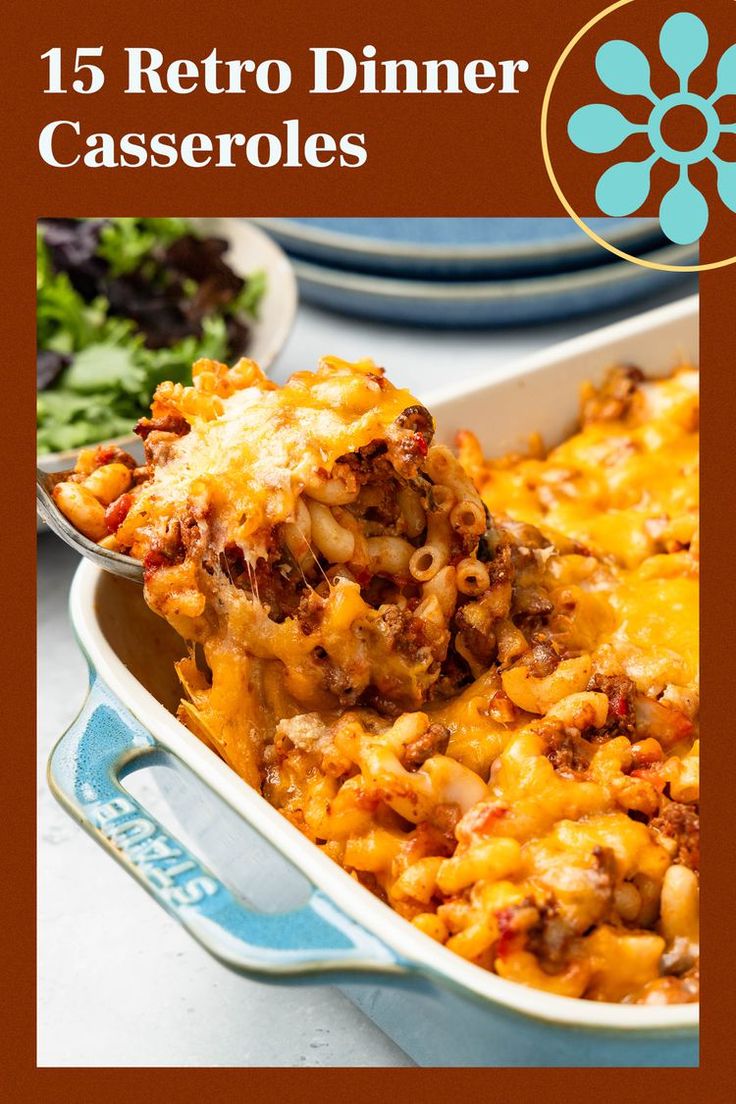 a casserole dish with cheese and meat in it is featured on the cover of this recipe