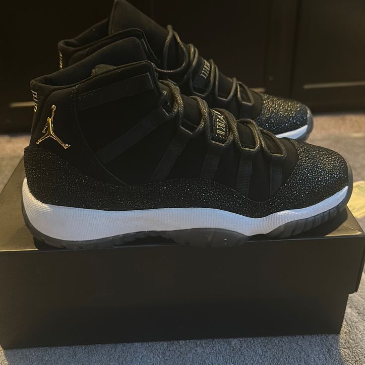 Brand New In Box Never Worn! All Black Jordans, Black Jordan 11, Prom Shoes Black, Carol Castro, Cute Jordans, Belly Piercing Jewelry, Jordan Retro 12, White Nike Shoes, Casual Shoes Outfit