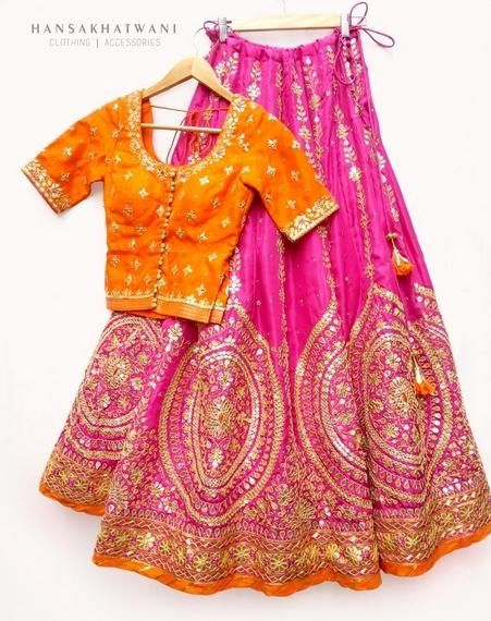 Hansa Khatwani Info & Review | Bridal Wear in Jaipur | Wedmegood Lehenga Photos, Orange Lehenga, Wedding Trousseau, Mehendi Outfits, Gotta Patti, Indian Bridal Lehenga, Lehenga Wedding, Salwar Kamiz, Pink Lehenga