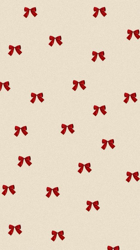 red bows are flying in the air on a beige background with white and black squares