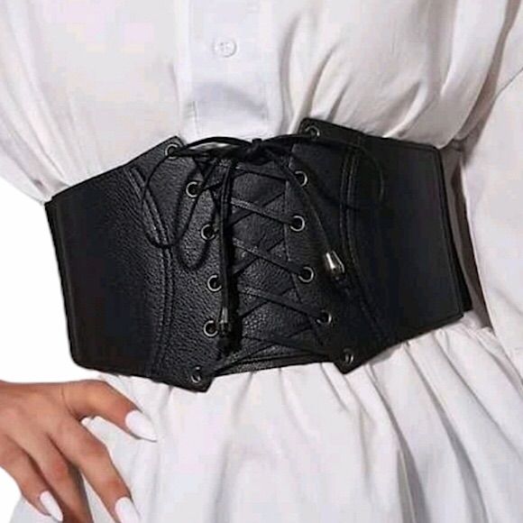 Brand New Faux Leather Structured Corset Belt! I Have Another One Similar To This But Is Softer. Has A Stretchy Elastic Waistband And Double Snap Button Closure 5.5” At The Widest Point And Can Fit Waists 25”-39” Over 300 Belts In My Closet! Bundle To Save! Trendy Fitted Corset Belt For Fall, Black Corset Belt For Fall Party, Black Corset Belt For Party In Fall, Elegant Black Corset Belt For Spring, Elegant Black Corset Belt For Fall, Chic Black Corset Belt For Party, Chic Black Corset Belt For Night Out, Chic Black Corset Belt For Spring, Elegant Faux Leather Corset Belt