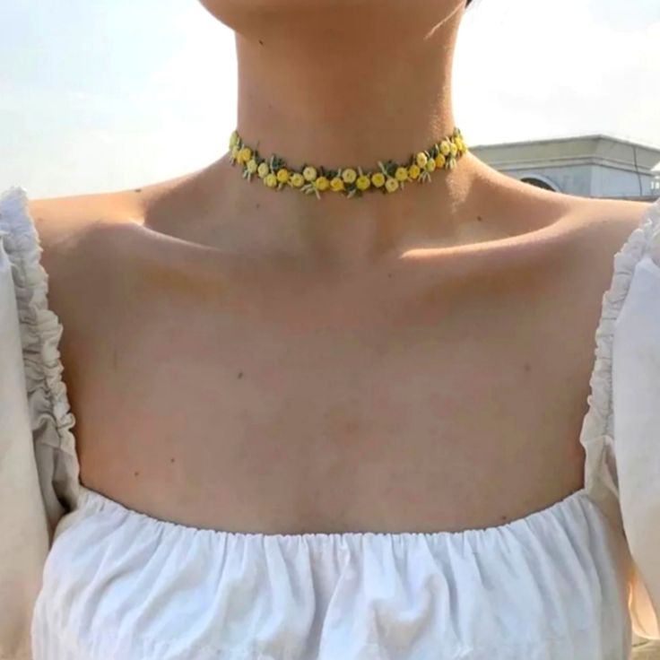 Handmade Vintage 90s Look Flower Ribbon Lace Choker Necklace Color: Yellow Material: Lace Appx 12" In Diameter Ask Me About Bundling If You Have Any Questions Please Let Me Know Thank You For Shopping With Me Randomly Rad Retro Coolness From The 50s 60s 70s 80s 90s Y2k To Today Yellow Flower Necklace For Summer, Summer Yellow Flower Necklaces, Summer Yellow Flower Necklace, Trendy Summer Flower Charm Necklace, Trendy Summer Jewelry With Flower Decoration, Spring Flower Choker Necklace, Trendy Multicolor Flower Necklace For Summer, Trendy Summer Flower Decorated Jewelry, Trendy Multicolor Summer Flower Necklace