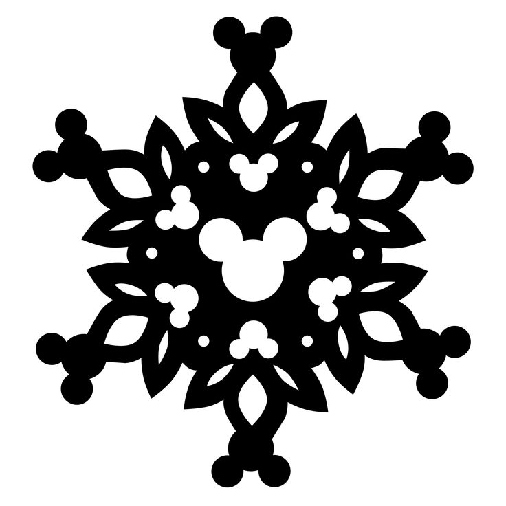 the mickey mouse snowflake is black and white