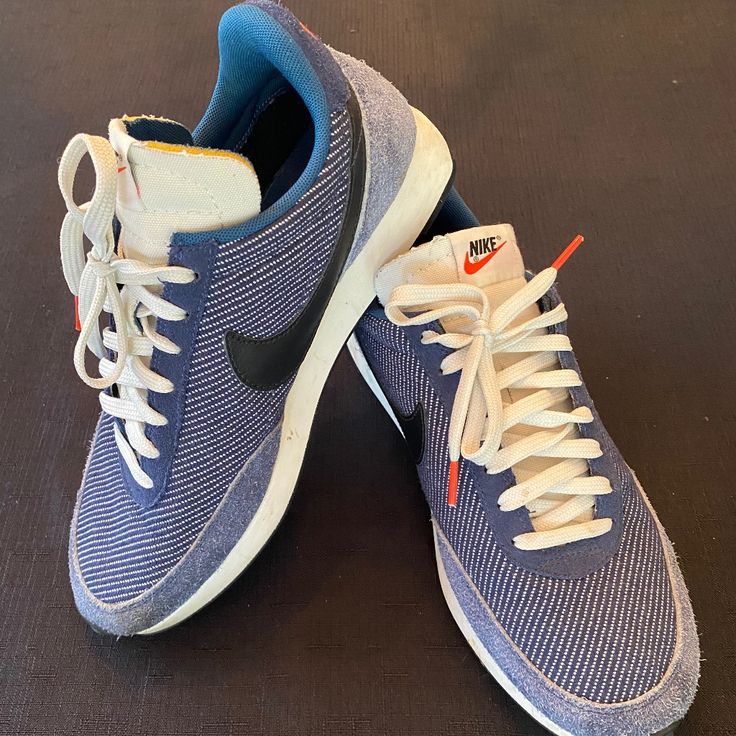 Nike Sneakers In Blue, White With Orange Accents And A Black Swoop. Great Shape And Never Worn. Orange Accents, Nike Sneakers, Nike Blue, Shoes Nike, Men's Nike, Nike Shoes, Nike Men, Athletic Shoes, Sneakers Nike