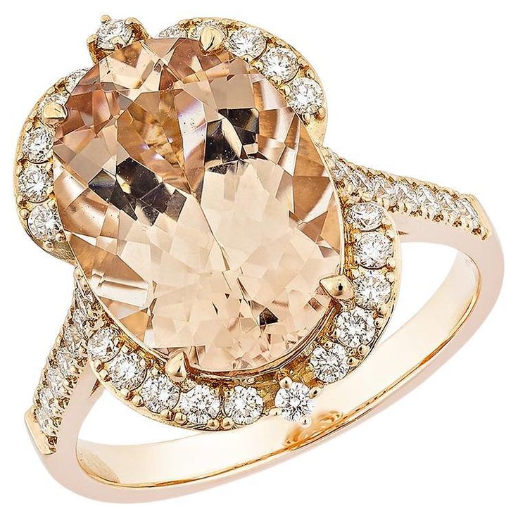 This collection includes a range of Morganite, which is a symbol of love and relationships, making it an excellent choice for a variety of applications. Accented with White Diamond this ring is made in Rose gold and presents a classic yet elegant look. Morganite Fancy Ring in 18Karat Rose Gold with White Diamond. Morganite: 4.79 carat, 14X10mm size, oval shape. White Diamond: 0.02 carat, 1.40mm size, round shape, G color, VS clarity. White Diamond: 0.18 carat, 1.40mm size, round shape, G color, Luxury Morganite Diamond Ring With Prong Setting, Heirloom Morganite Diamond Ring For Formal Occasions, Luxury Morganite Diamond Ring With Diamond Accents, Luxury Morganite Diamond Ring With Accents, Classic Morganite Diamond Ring In Yellow Gold, Luxury Morganite Diamond Ring For Anniversary, Formal Morganite Diamond Ring In Fine Jewelry Style, Formal Morganite Diamond Ring Fine Jewelry, Formal Morganite Diamond Ring