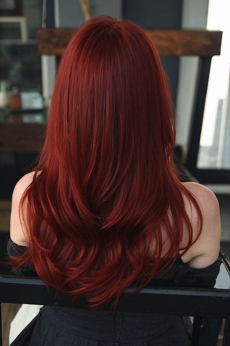 Scarlett Red Hair, Red Hair Variations, Red Hair Gloss, Different Red Hair Colors Shades, Strawberry Red Hair Color, Expensive Red Hair, Red Hair With Dark Roots, Red Dark Hair, Cool Toned Red Hair