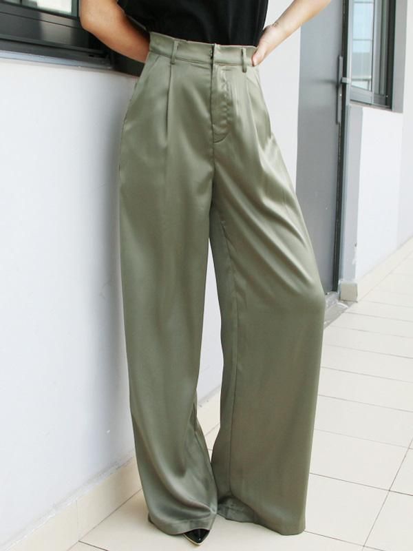 Material:NylonStyle:Loose , Empire , Wide LegOccasion:Going out , CasualSeasons:Spring , Summer , Autumn , WinterType:Casual Pants BottomsColor:BLACK,GREENSize:S,M,L Full Length Green Pants For Fall, Olive Spring Trousers, Spring Olive Trousers, Green Full Length Workwear Bottoms, Green Solid Color Bottoms For Work, Green Solid Color Bottoms For Workwear, High Waist Solid Green Pants, Green Baggy Full-length Pants, Green Baggy Wide Leg Pants