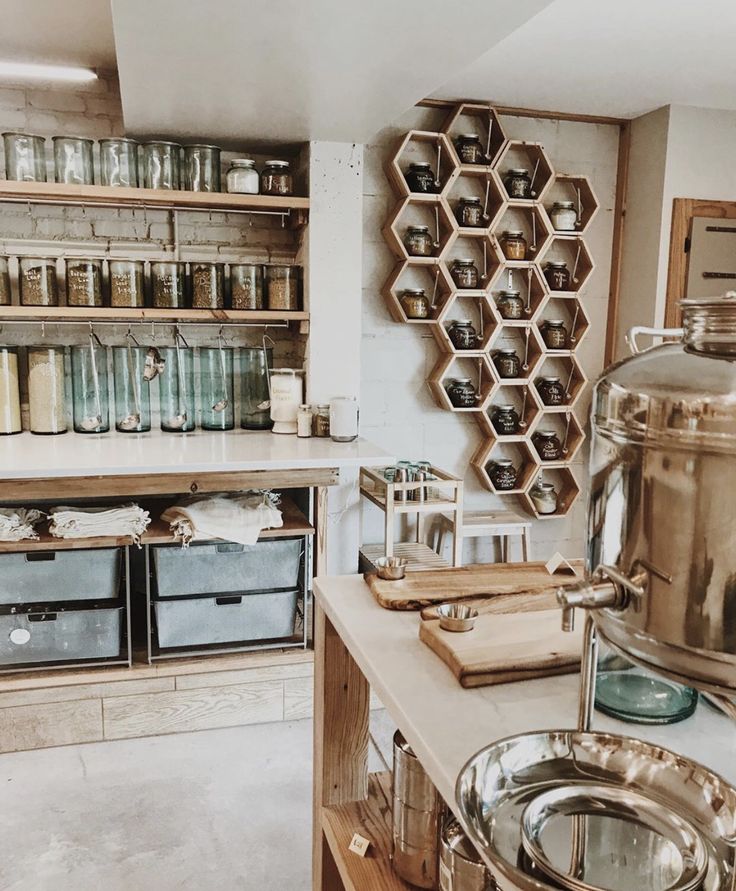 the kitchen is clean and ready to be used as a storage area for cooking utensils