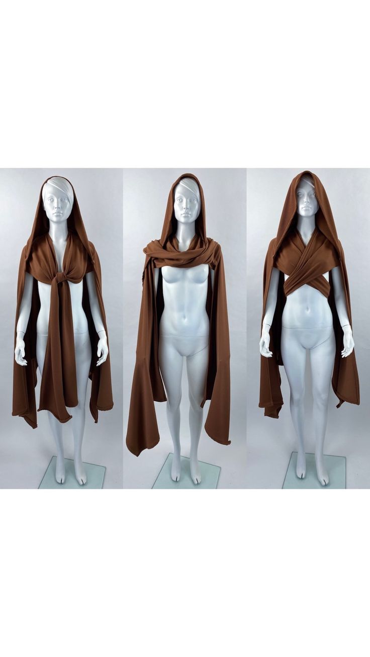 Brown Jedi Robe Jedi Cosplay Versatile Scifi Cloak Sith - Etsy Ruana Cloak Pattern, Ren Fair Cloak, Cloak Designs Hooded Capes, Medieval Cloak Pattern, Rogue Clothes, Sleeveless Cloak, Character Clothing Design, Cloak Reference, Angel Attire