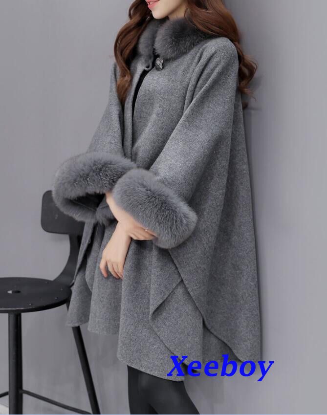 Cozy Long-sleeve Winter Cape, Cozy Long Sleeve Winter Cape, Cozy Winter Cape, Warm One-size-fits-all Winter Outerwear, One Size Gray Outerwear For Fall, Gray One-size Outerwear For Fall, Gray One Size Fall Cape, One Size Winter Poncho, One Size Winter Poncho In Solid Color