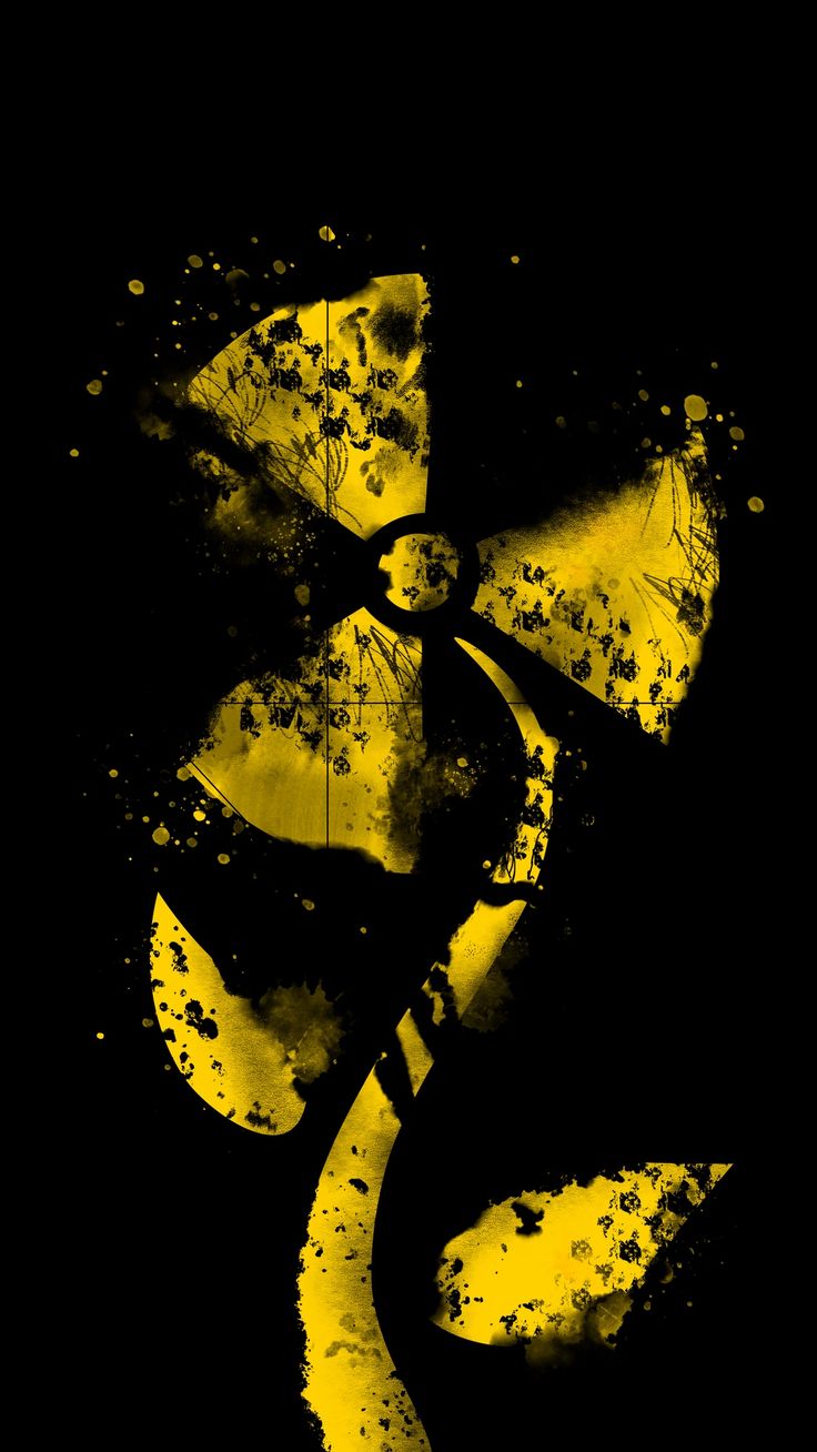 a black and yellow abstract painting on a dark background