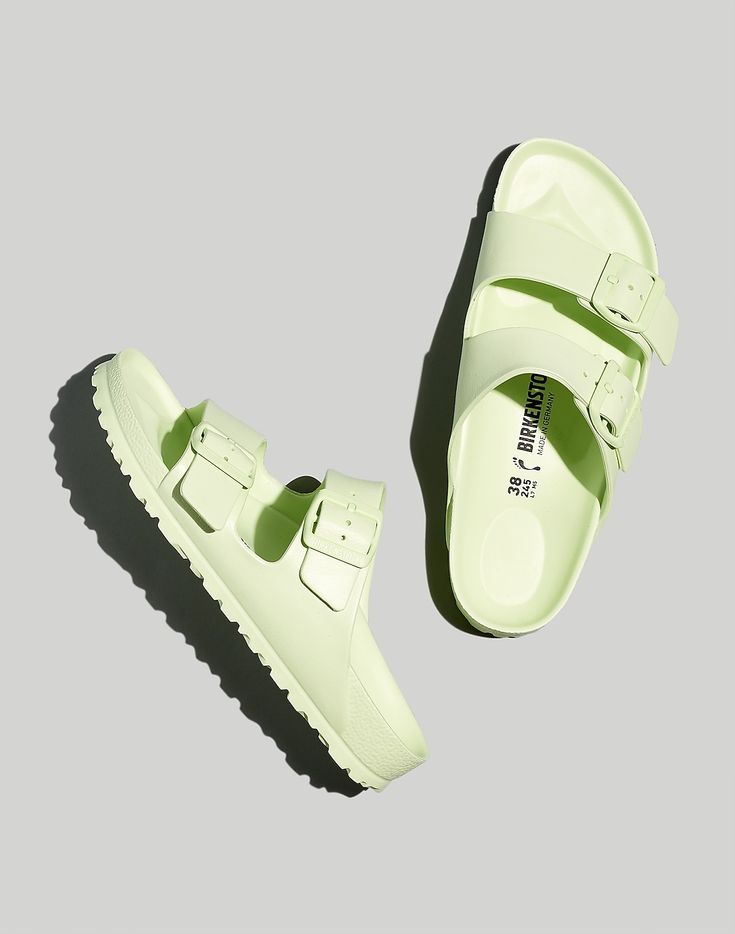 Green Slides For Outdoor Spring Wear, Green Slides For Spring Outdoor, Green Double Strap Sandals For Summer, Summer Slide Footbed Sandals For Outdoor, Summer Outdoor Slide Footbed Sandals, Green Double Strap Casual Sandals, Comfortable Footbed Sandals For Outdoor Spring Use, Comfortable Footbed Sandals For Outdoor Spring Activities, Casual Green Footbed Sandals With Textured Footbed