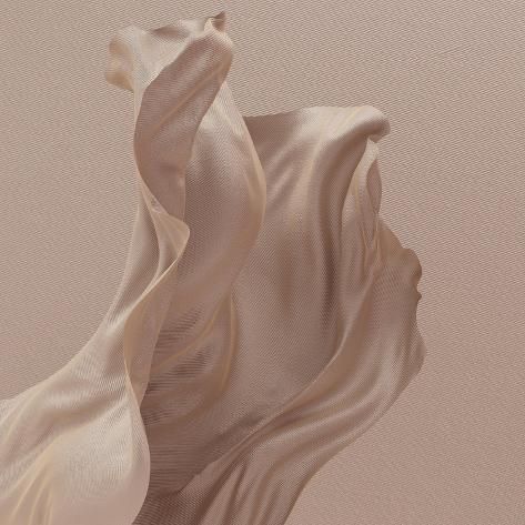 an abstract photograph of white fabric blowing in the wind on a beige background with neutral tones