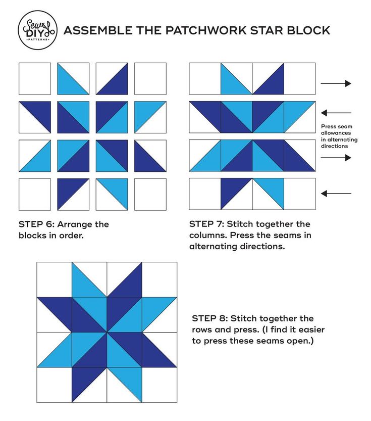 the instructions for how to make a patchwork star block