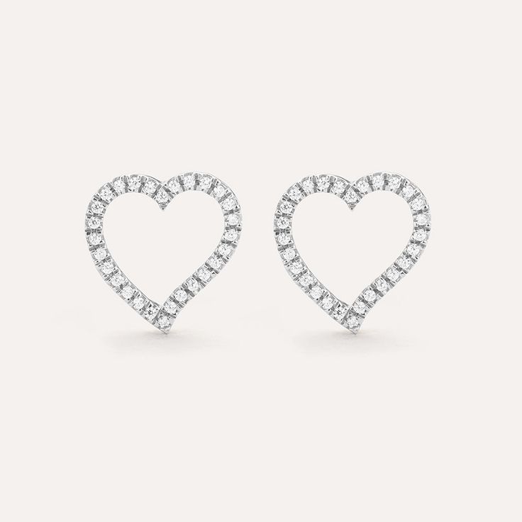 SKU# E-10157 Diamond Weight 0.10cts Earring Length 10.0 mm Thickness 1.60 mm Post back closure Finish 14k gold plated sterling silver or in sterling silver. Avoid contact with anything containing derivatives of alcohol. Diamond Earrings Online, Real Diamond Earrings, Take Heart, Heart Stud Earrings, Heart Shaped Diamond, Demi Fine Jewelry, Valentine's Gift, Diamond Stud Earrings, Heart Studs