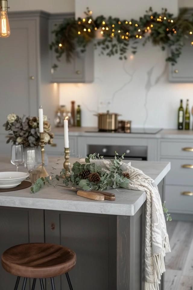 Winter Kitchen Ideas: Functional and Chic Classy Christmas Kitchen Decor, Modern Kitchen Christmas Decorations, Christmas Kitchen Decor Modern, Modern Christmas Kitchen Decor, Christmas Decor Ideas Kitchen Island, Kitchen Xmas Decor Ideas, Simple Christmas Kitchen Decor, White Kitchen Christmas Decor, Christmas Decor Kitchen Island