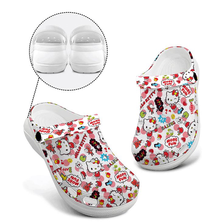 Special Hello Kitty White High-sole Clogs Cute White Clogs With Round Toe, Cute White Slip-on Clogs, Playful White Non-slip Clogs, Playful Slip-on Synthetic Clogs, Playful Synthetic Slip-on Clogs, White Clogs, Winnie The Pooh Christmas, Hawaiian Shirt Women, Crocs Clogs