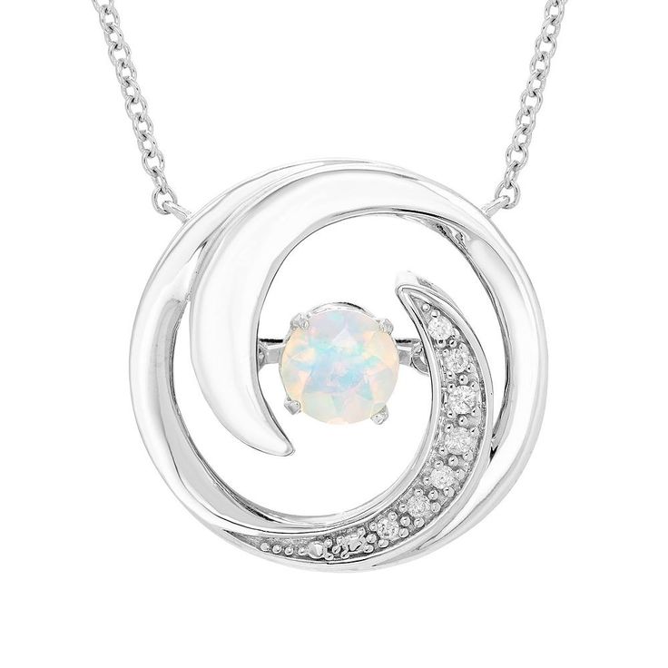 Add an elegant touch of sparkle to any ensemble with this diamond and white opal Boston Bay Diamonds sterling silver necklace. Click on this JEWELRY & WATCHES GUIDE to learn about fit, styles, materials and more! Add an elegant touch of sparkle to any ensemble with this diamond and white opal Boston Bay Diamonds sterling silver necklace. Click on this JEWELRY & WATCHES GUIDE to learn about fit, styles, materials and more! FEATURES Pendant size: 16 mm x 15.9 mm Chain length: 20 in. Chain type: ca Fine Jewelry With Diamond Accents In Spiral Shape, Fine Jewelry With Spiral Diamond Accents, Fine Jewelry With Spiral Shape And Diamond Accents, White Opal Fine Jewelry Necklace, Elegant Opal Jewelry In Diamond White, Diamond White Round Opal Jewelry, White Gold Opal Round Necklace, Elegant Diamond White Opal Jewelry, White Opal Anniversary Necklace