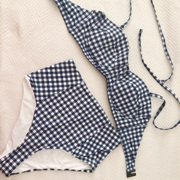 High Waisted Navy Gingham Print Bikini. Never Worn. Top Is A Medium, Bottom Is A Small. Gingham Underwire Swimwear For Vacation, Underwire Gingham Swimwear For Summer, Gingham Underwire Swimwear For Beachwear, Gingham Fitted Underwire Swimwear, Fitted Gingham Swimwear For Summer, Fitted Gingham Summer Swimwear, Fitted Plaid Triangle Top Swimwear, Fitted Gingham Swimwear For Poolside, Fitted Plaid Swimwear For Beach Season