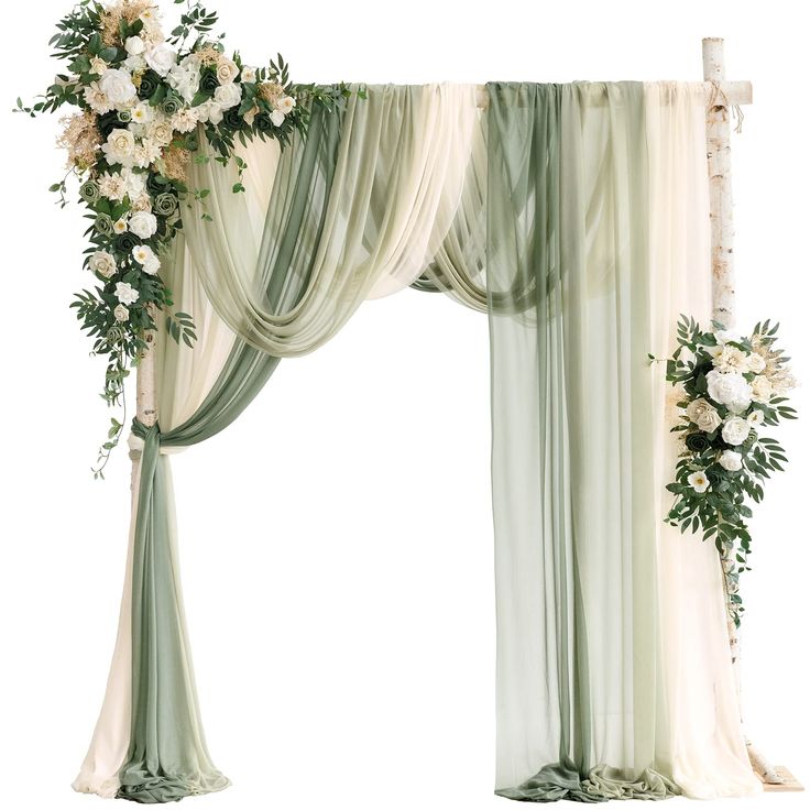 an arch decorated with flowers and greenery for a wedding ceremony or reception, isolated on a white background