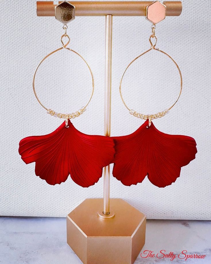 Bold and beautiful! These large beauties are perfect for adding that pop of color (scarlet red) while still being lightweight. Be Perfect, Scarlet, Poppies, Color Pop, Hoop Earrings, Red, Beauty, Color