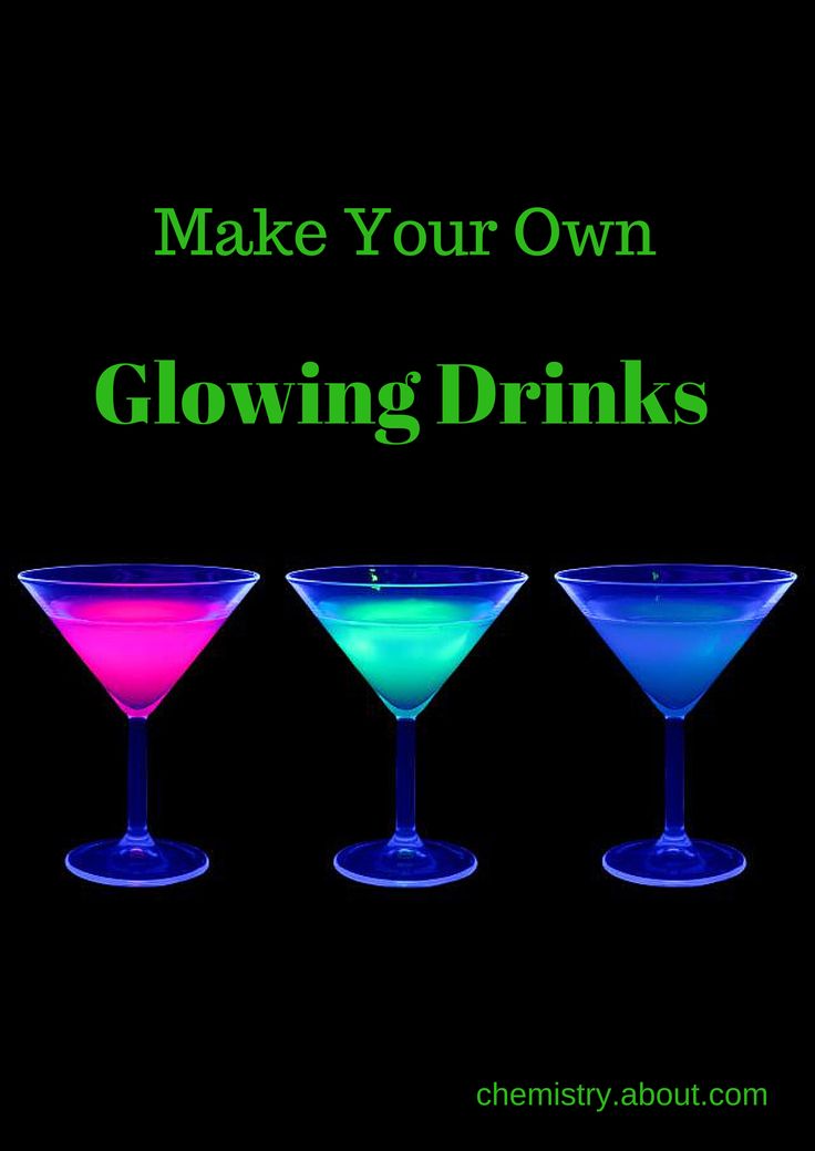 three glasses with different colored drinks in them and the words make your own glowing drinks