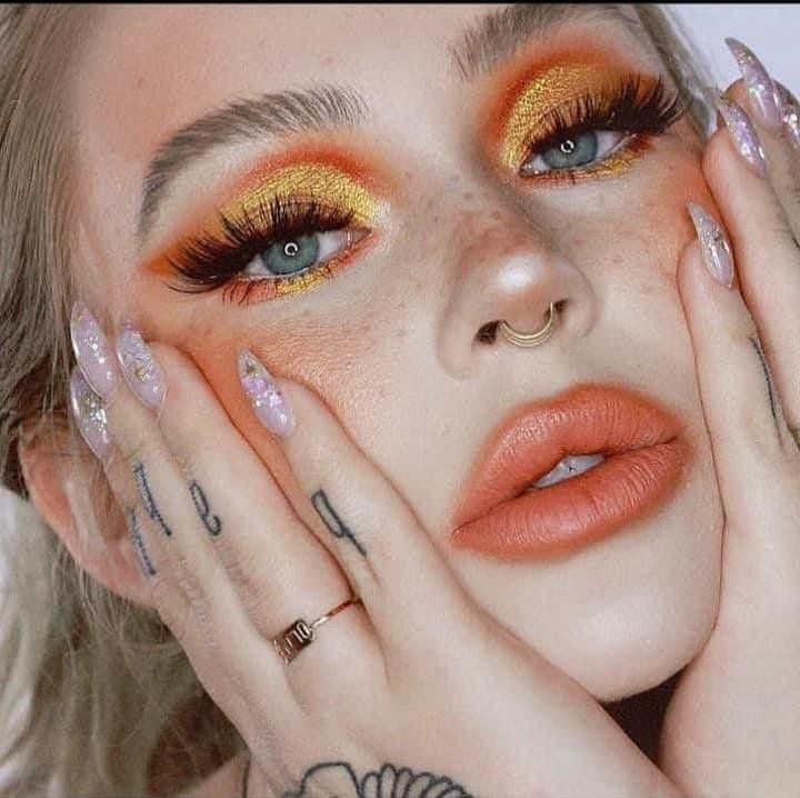 Make Up Kits, Wedding Eyes, Festival Make Up, Orange Makeup, Smink Inspiration, Makeup Hacks, Makeup Obsession, Highlighter Makeup, Makeup Pictures