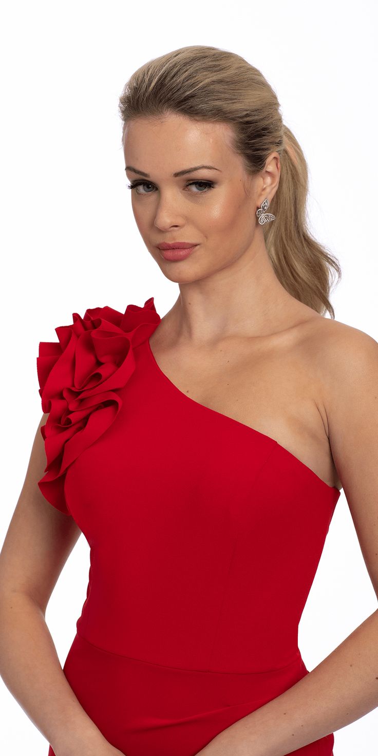 Every day can feel like a special occasion with this darling Ruffle One Shoulder Scuba Dress with Ruching! Show off your girly, fun side and make a grand entrance that’s sure to turn heads this season. With a one shoulder neckline and shirred side detail bodice, it is easy to rock an unforgettable look in no time flat. Its faux wrap front skirt and concealed back zipper are perfect for twirling around on the dance floor or making a stunning statement at an evening event, wedding, prom, or red-ca Marine Corps Ball, One Shoulder Neckline, Dress With Ruching, Prom 2023, Scuba Dress, Grand Entrance, Crepe Dress, No Time, Red Dress