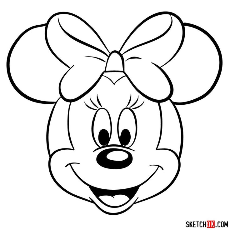 minnie mouse face with a big bow on it's head coloring pages for kids