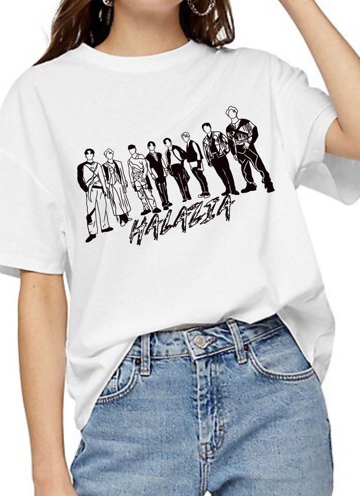 Ateez T-shirt Kpop Relaxed Fit Short Sleeve T-shirt, White Kpop T-shirt With Crew Neck, White Kpop T-shirt For Streetwear, Hip Hop Crew Neck T-shirt, White Kpop Style Crew Neck T-shirt, White Crew Neck T-shirt With Kpop Style, Kpop Relaxed Fit Crew Neck T-shirt, White Kpop Style T-shirt For Streetwear, Hip Hop Crew Neck Shirt For Summer