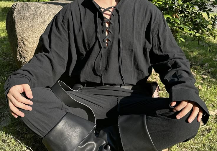 Black Medieval Viking Tunic, Renaissance Pirate Shirt, Ren Faire Costume LARP Tunic Shirt, Long Sleeve Cotton Linen Men Tunic Elevate your wardrobe with our Viking Medieval Men's Linen Tunic, expertly crafted for a perfect fusion of historical charm and contemporary comfort. Ideal for those seeking a unique and stylish nod to the past. Elevate your wardrobe with our Viking Medieval Men's Linen Tunic, expertly crafted for a perfect fusion of historical charm and contemporary comfort. Ideal for th Medevil Outfits Man, Medieval Modern Fashion, Renn Faire Outfit Men, Men Ren Faire Costume, Peasant Boy Aesthetic, Pirate Clothes Men, Medival Outfits Male, Ren Faire Men, Ren Faire Outfits Men