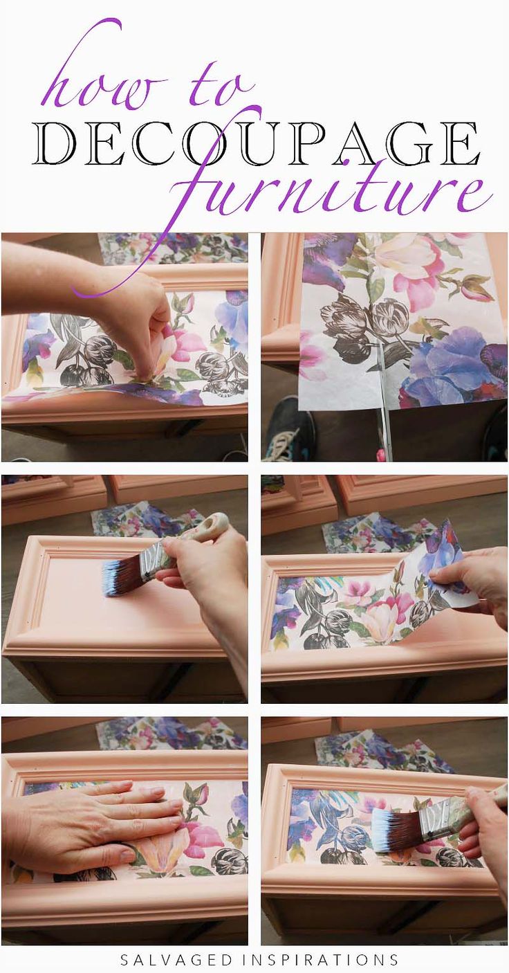 how to decoupage furniture with flowers on it