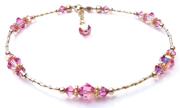 0 Elegant Adjustable Pink Anklets, Elegant Pink Adjustable Anklets, Anklet Gold, Beaded Ankle Bracelets, Beaded Ankle, Beaded Jewlery, Swarovski Crystal Jewelry, Gold Anklet, Chakra Jewelry