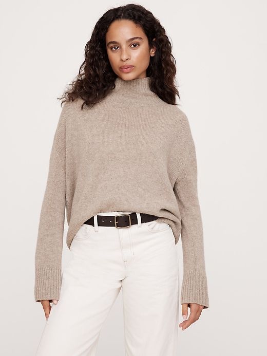 Oversized Midweight Cashmere Turtleneck Sweater | Banana Republic High Neck Cashmere Sweater For Fall, Everyday Long Sleeve Turtleneck For Winter, Cashmere High-neck Turtleneck For Fall, Fall Cashmere High Neck Turtleneck, Fall Cashmere Turtleneck, Everyday Winter Turtleneck Sweater, Cozy Cashmere Turtleneck With Soft Knit, Cozy Cashmere Soft Knit Turtleneck, Oversized High Neck Fine Knit Sweater