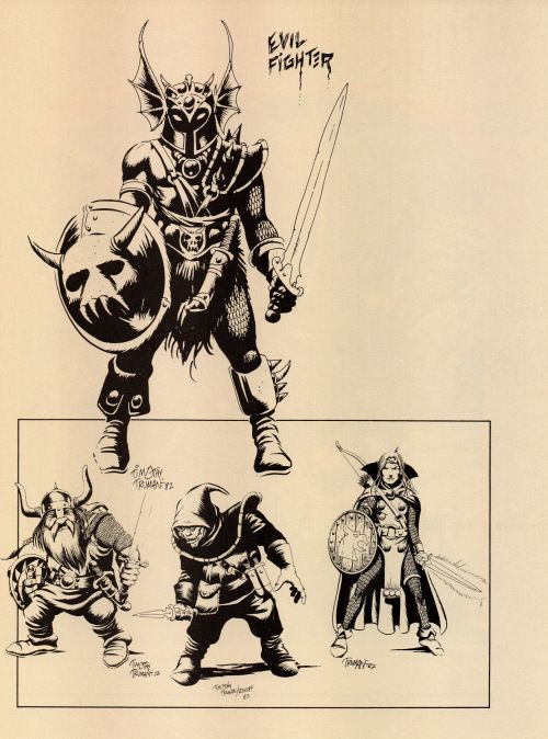 an old comic book page with some characters in the same character's outfits and armor