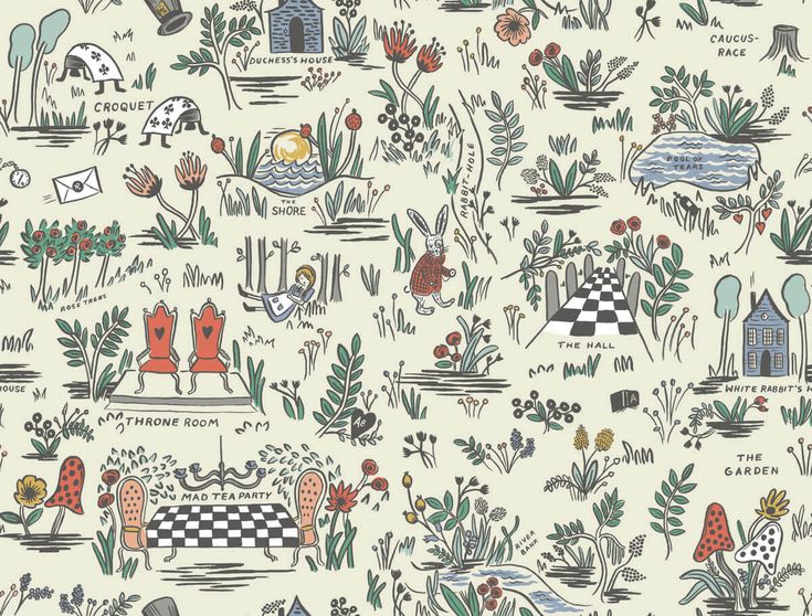 an image of a wallpaper with animals and plants