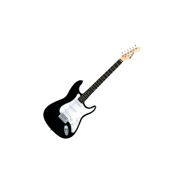 an electric guitar is flying through the air with its neck up and head down, on a white background