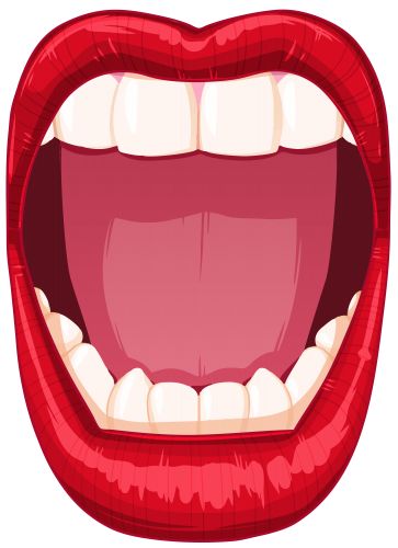 an open mouth with teeth and tongue clipart, hd png - red lips transparent background