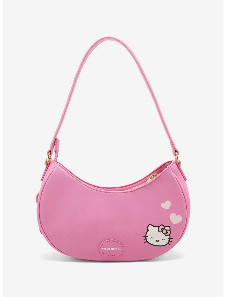 Her Universe Hello Kitty Pink Heart Baguette Bag Pink Hello Kitty Print Shoulder Bag, Pink Hello Kitty Shoulder Bag For Everyday, Pink Hello Kitty Shoulder Bag For Everyday Use, Cute Pink Bag With Cat Design, Trendy Hello Kitty Shoulder Bag, Cute Pink Heart-shaped Bag, Cute Heart-shaped Pink Bag, Cute Pink Cat Design Bag, Trendy Pink Cat Design Bags