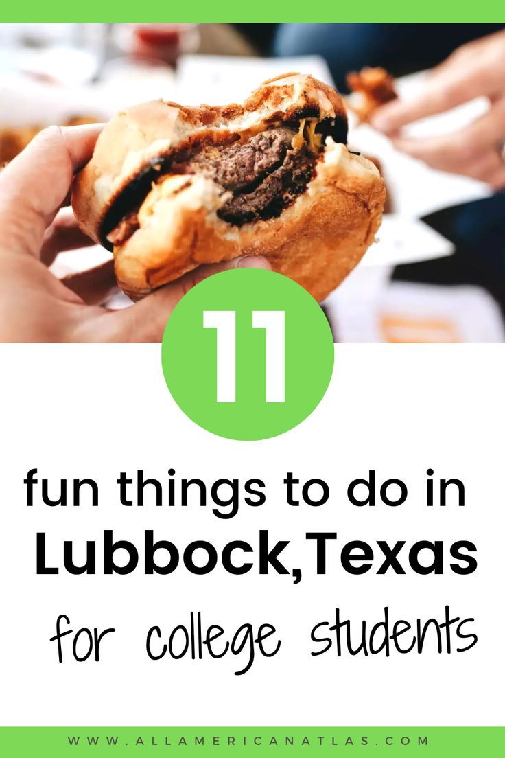 a person holding a sandwich with the words 11 fun things to do in lubbock texas for college students